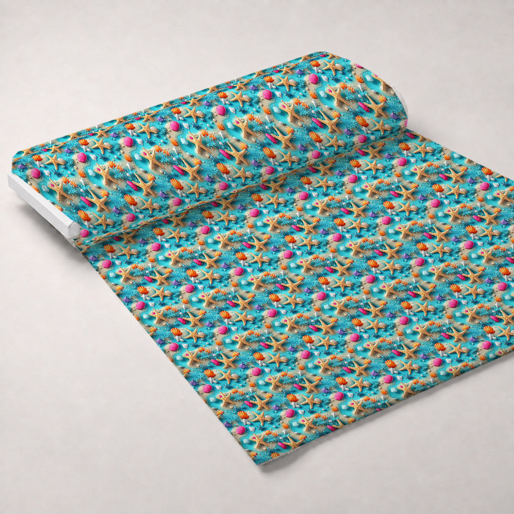 Seashell Shores Pattern 6 Fleece Fabric — fleece fabric unrolled bolt preview (mv-fleece-v1:bolt)