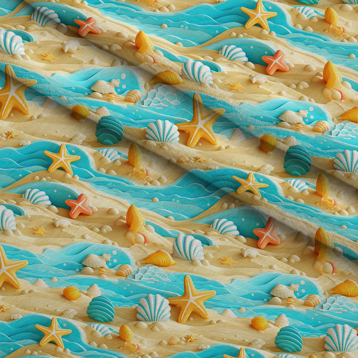 Seashell Shores Pattern 8 Fleece Fabric — fleece fabric folded close-up preview (mv-fleece-v1:lying)