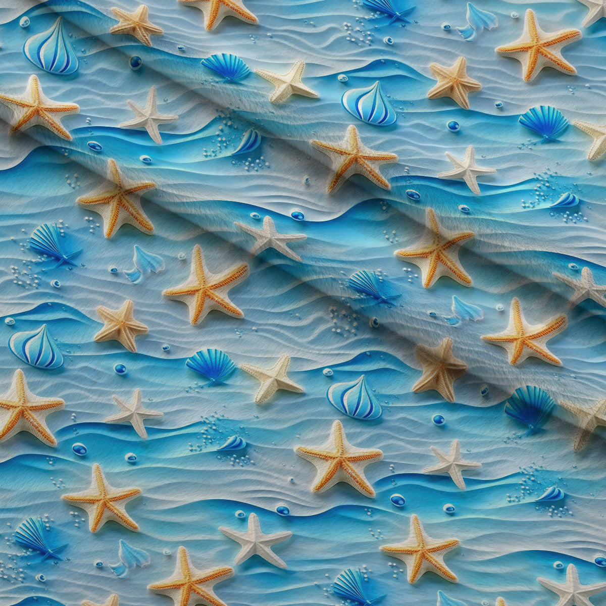 Seashell Shores Pattern 9 Fleece Fabric — fleece fabric folded close-up preview (mv-fleece-v1:lying)