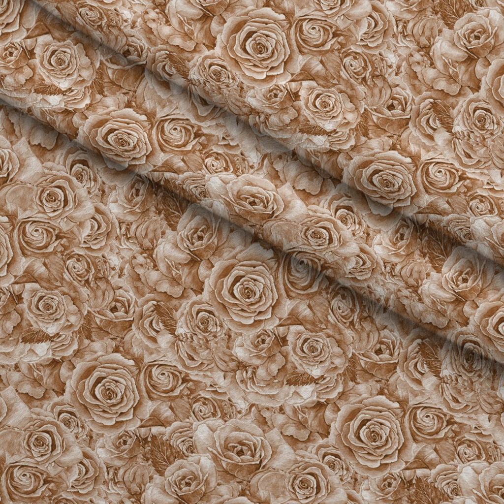 Sepia Blooms Pattern 10 Fleece Fabric — fleece fabric folded close-up preview (mv-fleece-v1:lying)