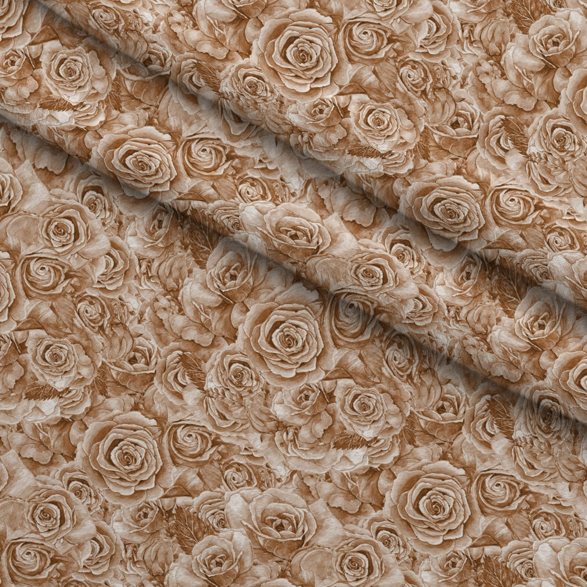 Sepia Blooms Pattern 10 Fleece Fabric — fleece fabric folded close-up preview (mv-fleece-v1:lying)
