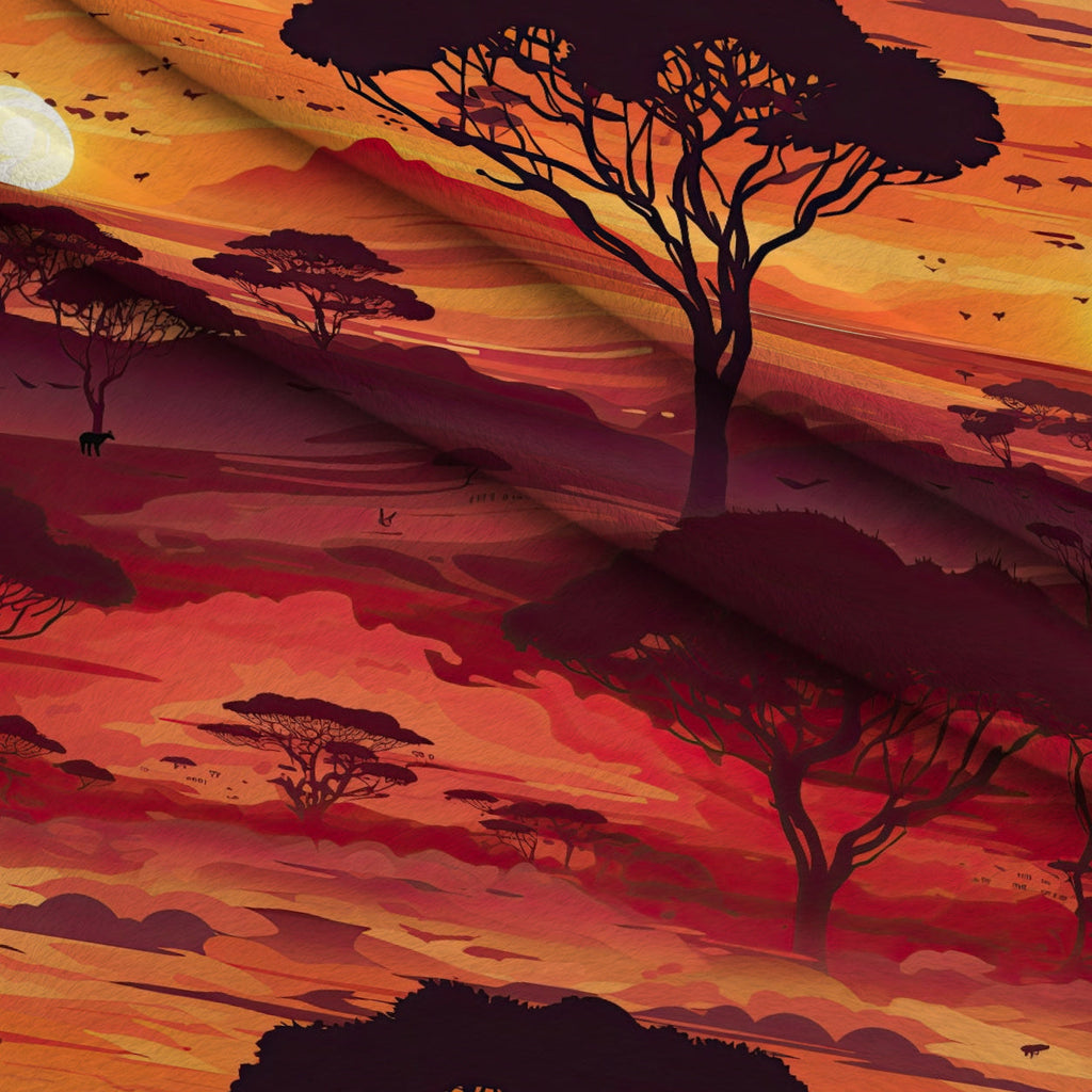Serengeti Dusk Pattern 10 Fleece Fabric — fleece fabric folded close-up preview (mv-fleece-v1:lying)