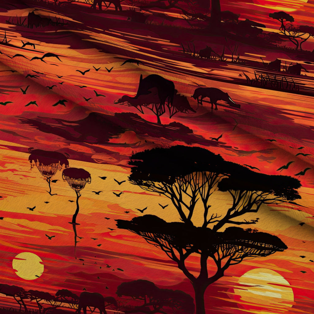 Serengeti Dusk Pattern 3 Fleece Fabric — fleece fabric folded close-up preview (mv-fleece-v1:lying)