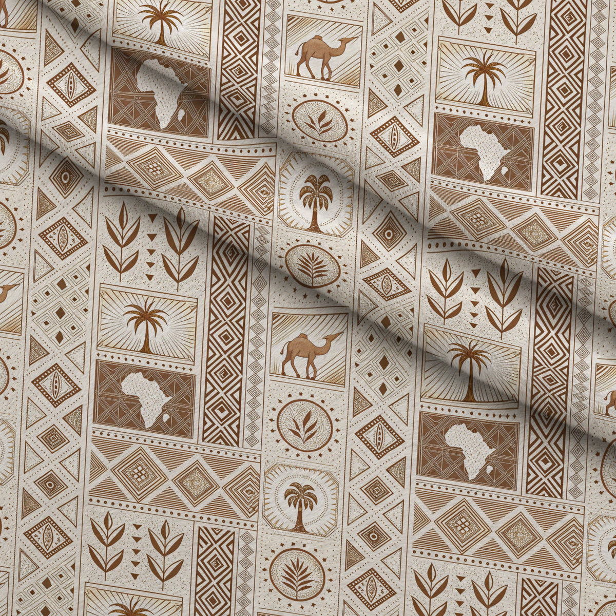 Serengeti Patchwork Pattern 2 Fleece Fabric — fleece fabric folded close-up preview (mv-fleece-v1:lying)
