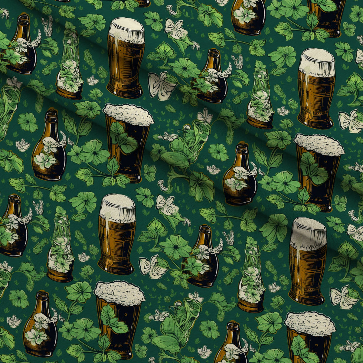 Shamrock Shimmer Pattern 14 Fleece Fabric — fleece fabric folded close-up preview (mv-fleece-v1:lying)