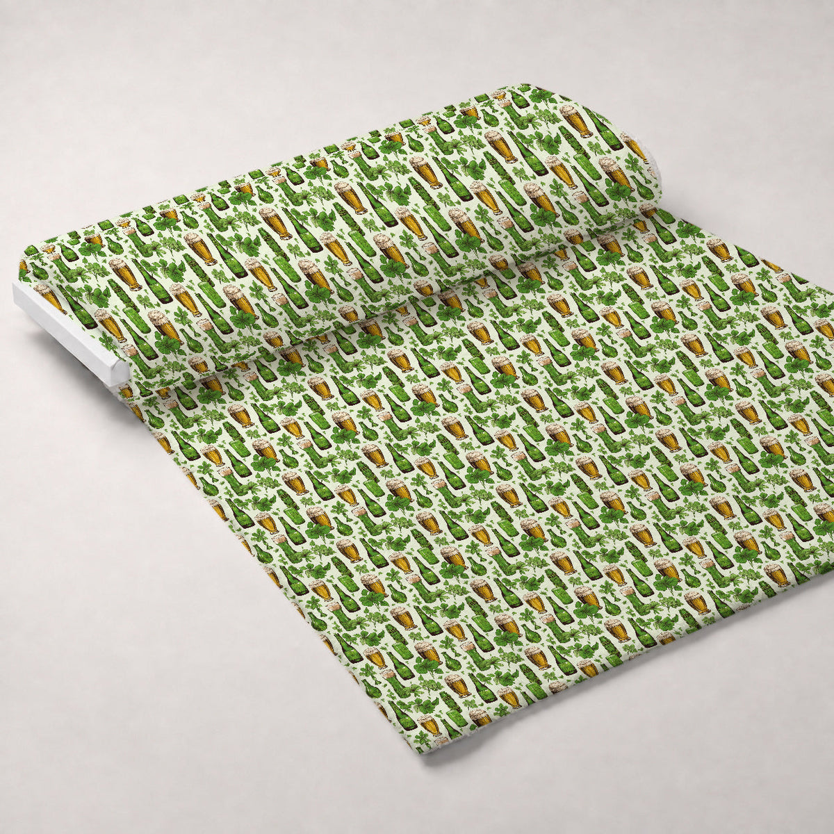 Shamrock Shimmer Pattern 15 Fleece Fabric — fleece fabric unrolled bolt preview (mv-fleece-v1:bolt)