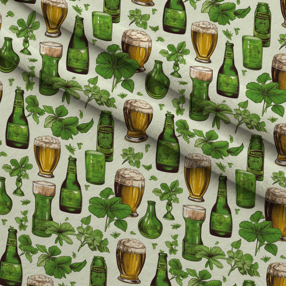 Shamrock Shimmer Pattern 15 Fleece Fabric — fleece fabric folded close-up preview (mv-fleece-v1:lying)
