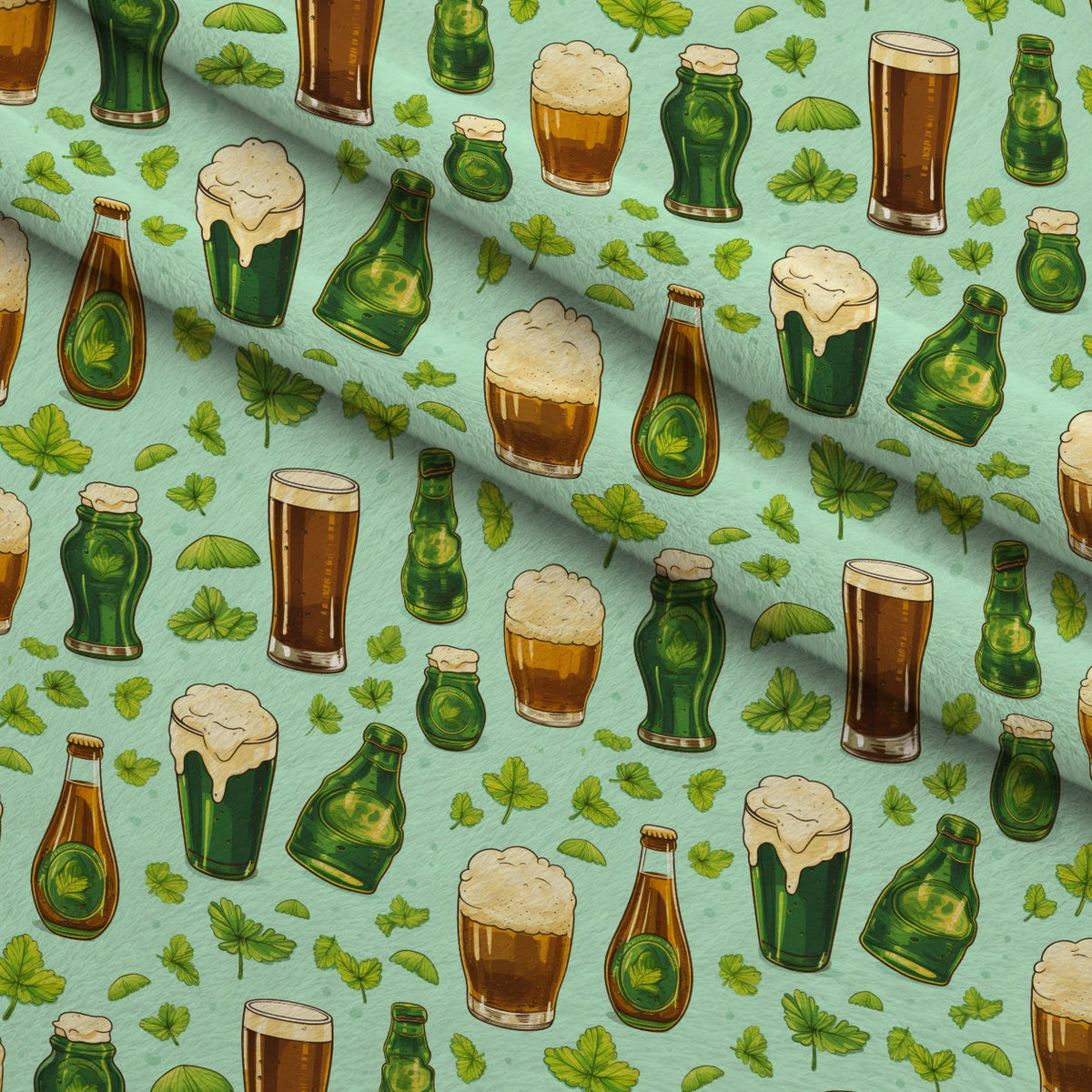 Shamrock Shimmer Pattern 17 Fleece Fabric — fleece fabric folded close-up preview (mv-fleece-v1:lying)