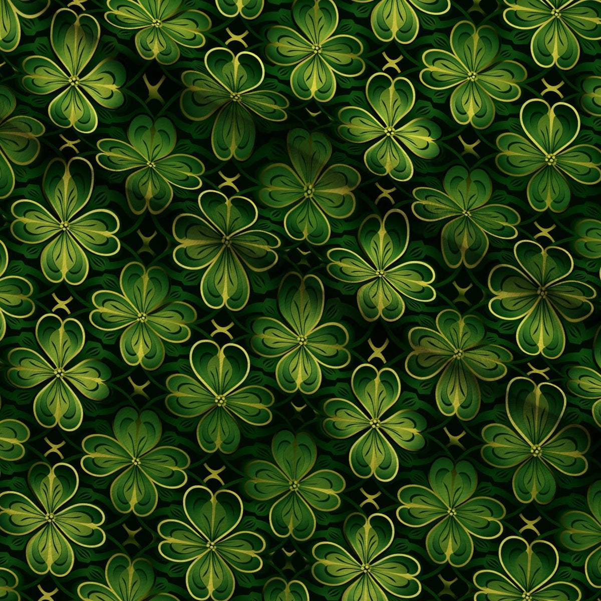 Shamrock Shimmer Pattern 3 Fleece Fabric — fleece fabric folded close-up preview (mv-fleece-v1:lying)