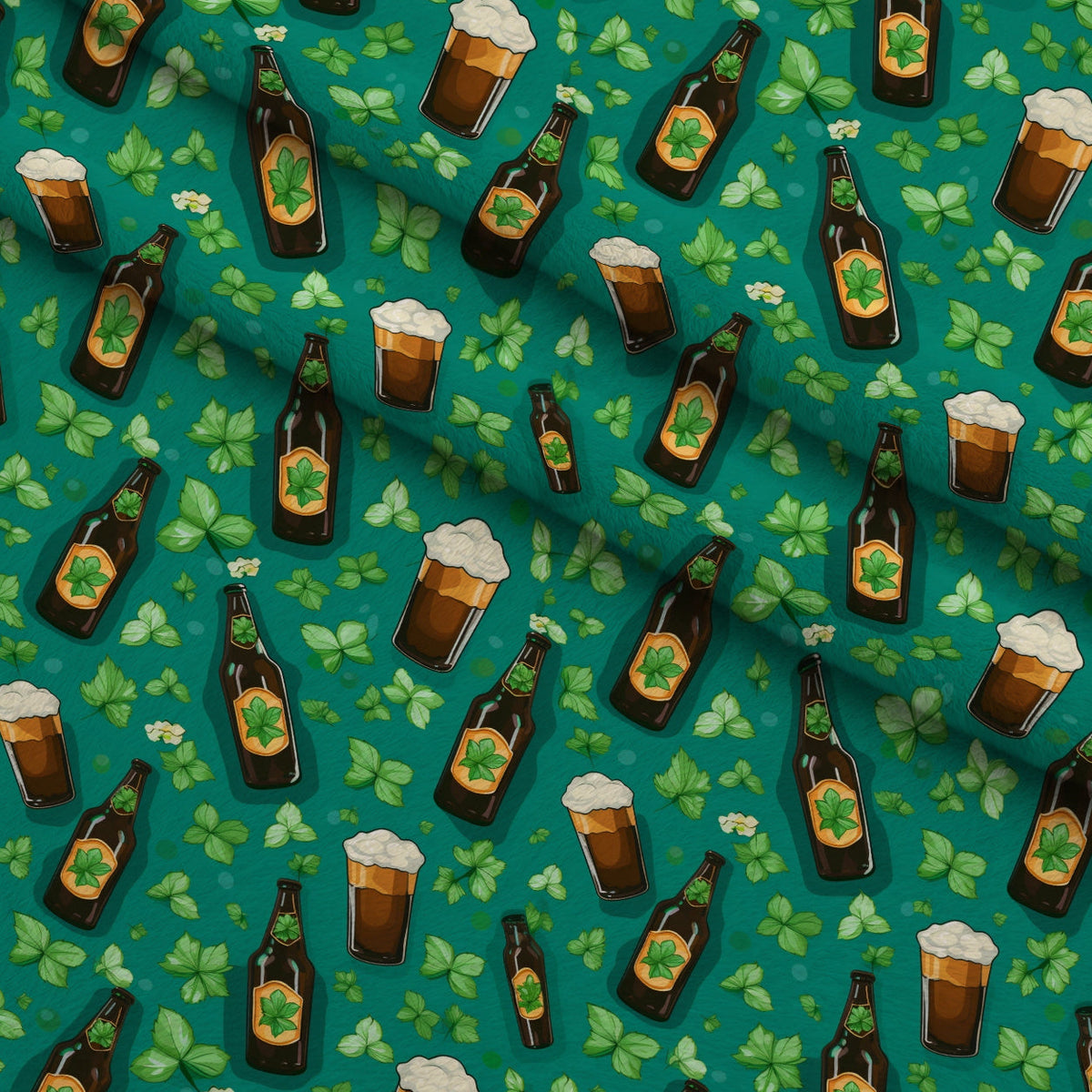 Shamrock Shimmer Pattern 8 Fleece Fabric — fleece fabric folded close-up preview (mv-fleece-v1:lying)