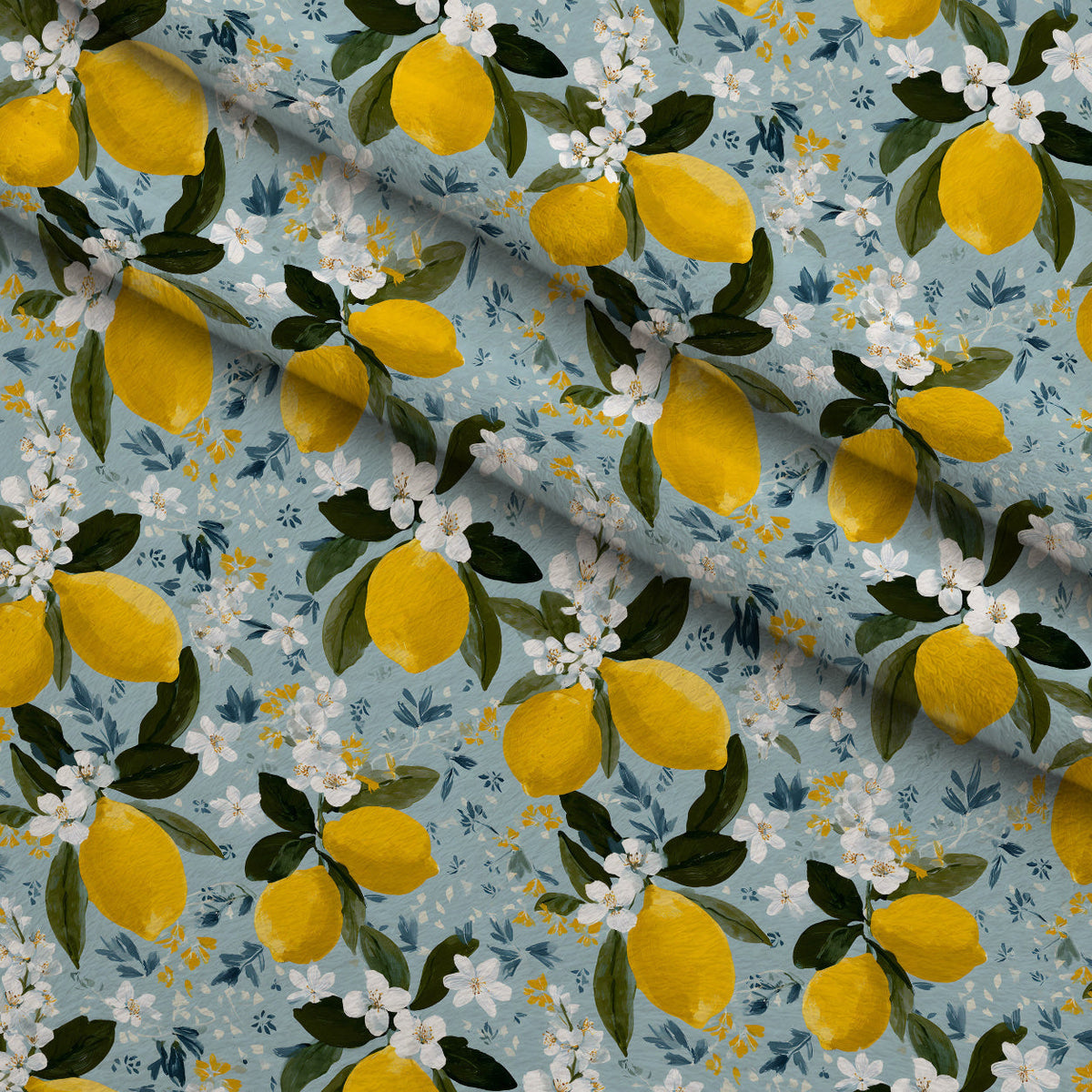 Sicilian Citrus Grove Pattern 10 Fleece Fabric — fleece fabric folded close-up preview (mv-fleece-v1:lying)