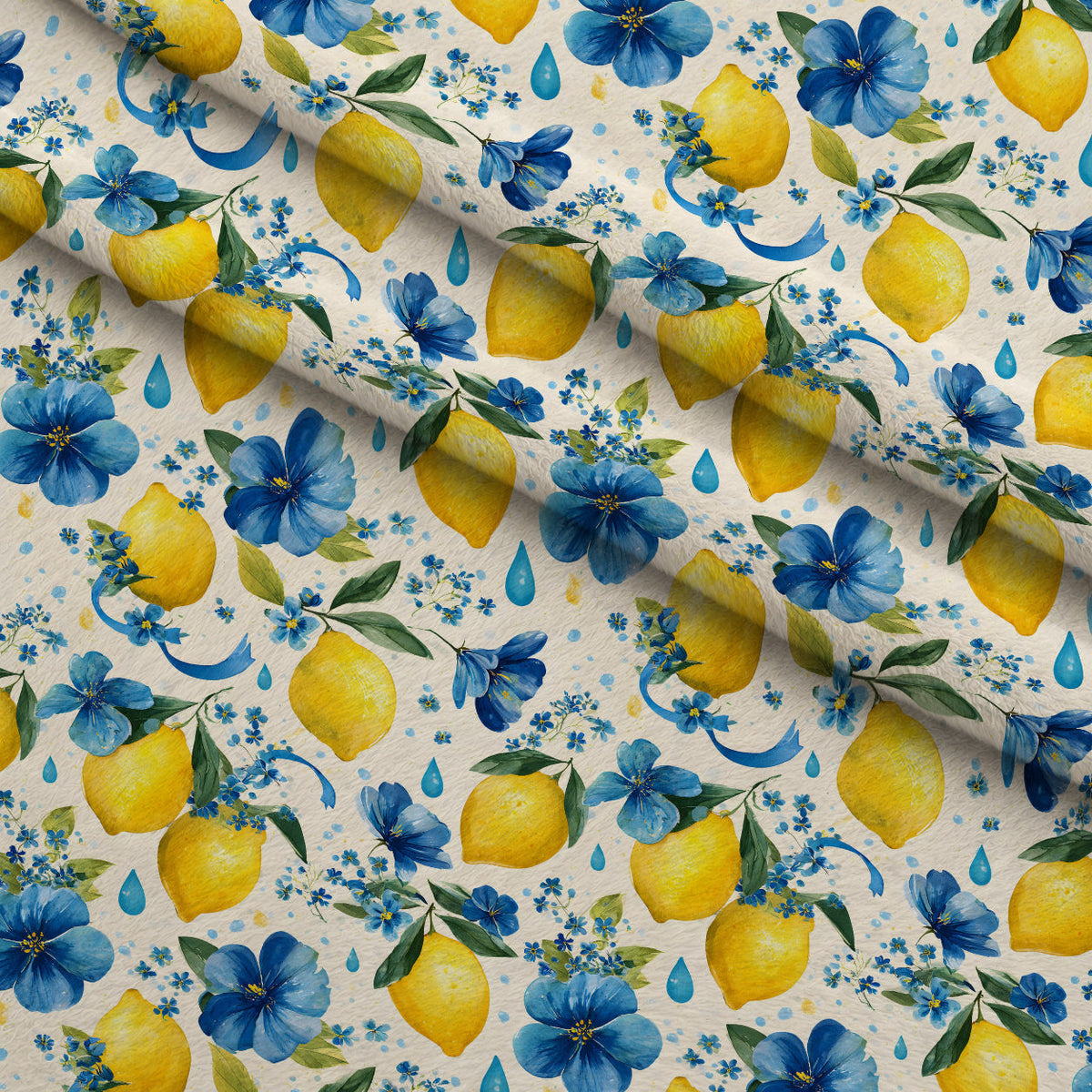 Sicilian Citrus Grove Pattern 2 Fleece Fabric — fleece fabric folded close-up preview (mv-fleece-v1:lying)
