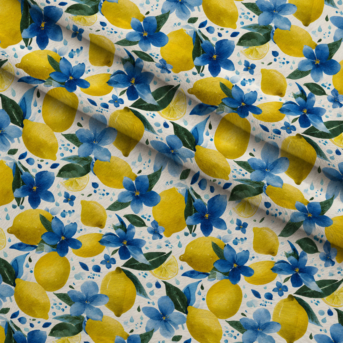Sicilian Citrus Grove Pattern 3 Fleece Fabric — fleece fabric folded close-up preview (mv-fleece-v1:lying)