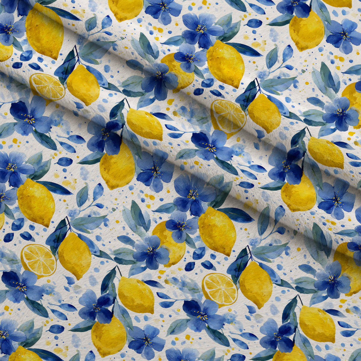 Sicilian Citrus Grove Pattern 4 Fleece Fabric — fleece fabric folded close-up preview (mv-fleece-v1:lying)