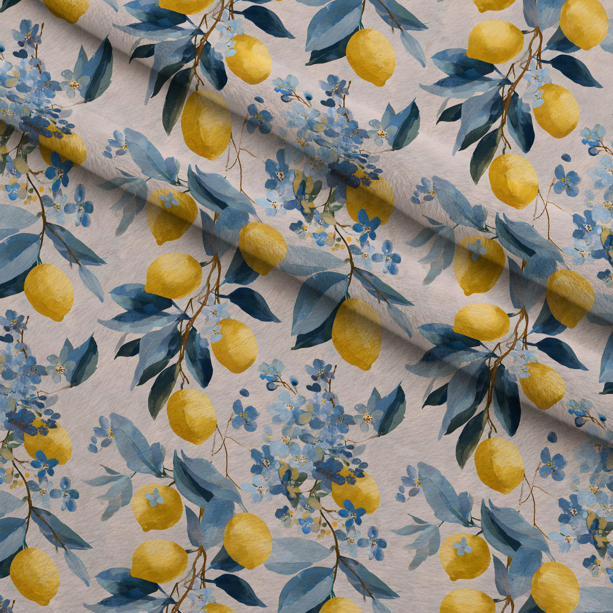 Sicilian Citrus Grove Pattern 5 Fleece Fabric — fleece fabric folded close-up preview (mv-fleece-v1:lying)