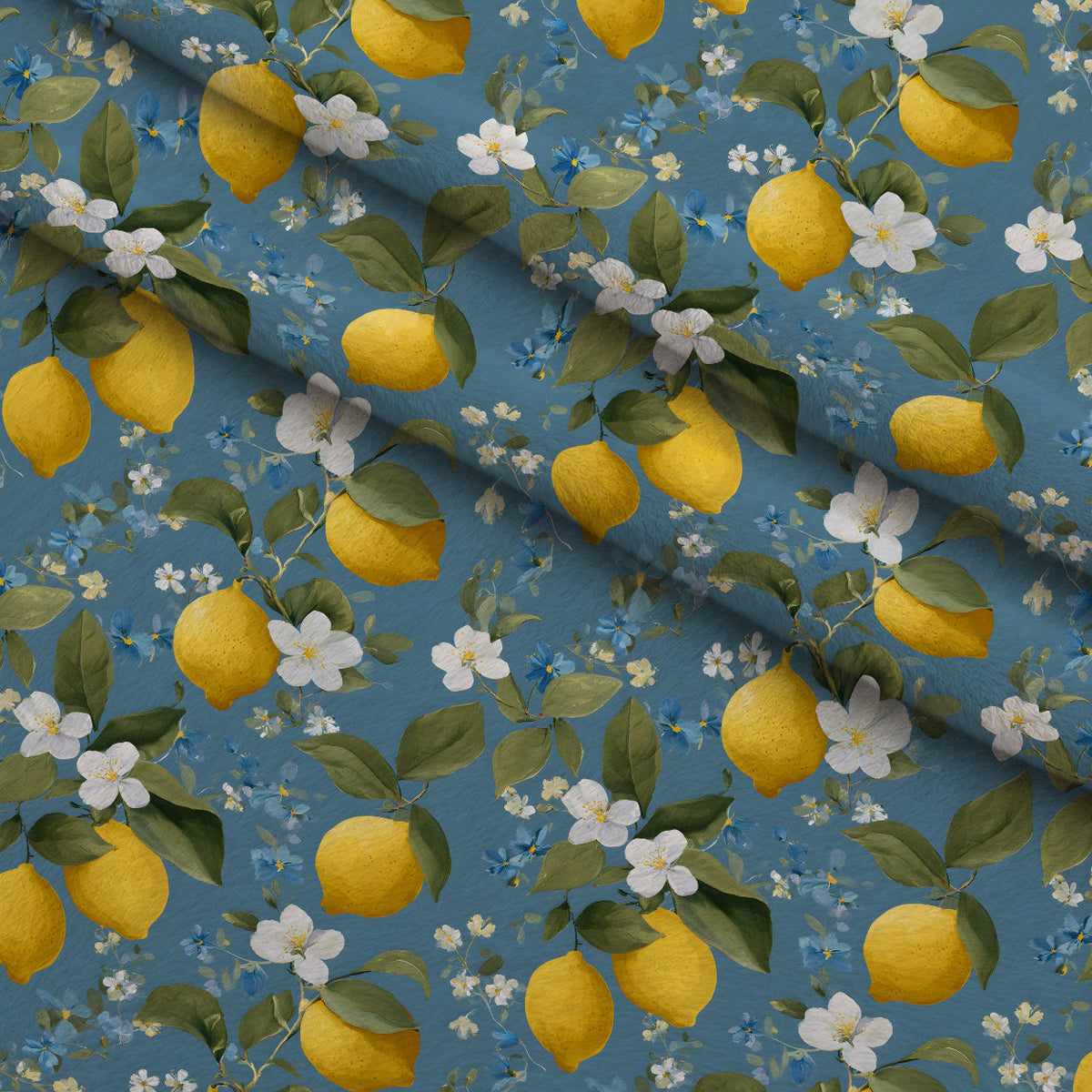 Sicilian Citrus Grove Pattern 8 Fleece Fabric — fleece fabric folded close-up preview (mv-fleece-v1:lying)