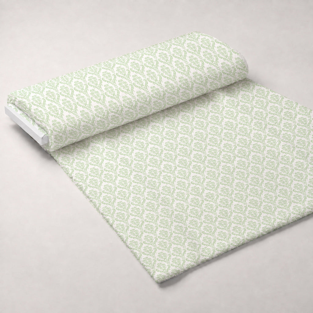 Simple Damask Green Fleece Fabric — fleece fabric unrolled bolt preview (mv-fleece-v1:bolt)
