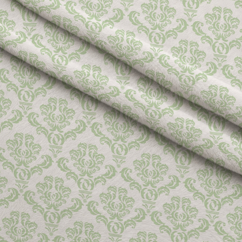 Simple Damask Green Fleece Fabric — fleece fabric folded close-up preview (mv-fleece-v1:lying)