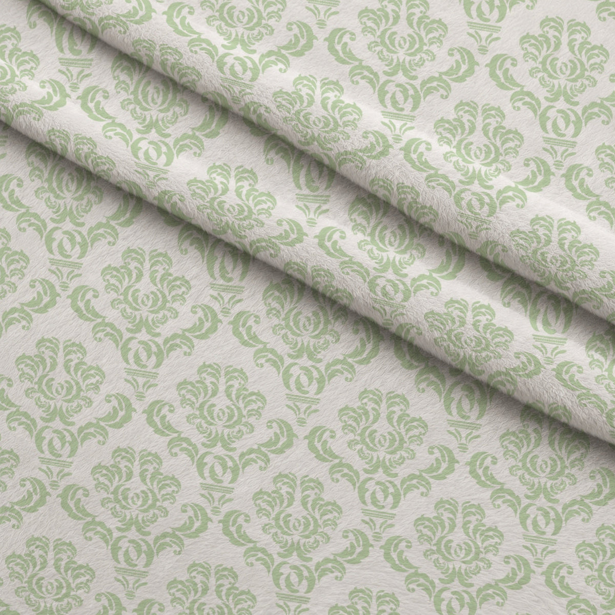 Simple Damask Green Fleece Fabric — fleece fabric folded close-up preview (mv-fleece-v1:lying)