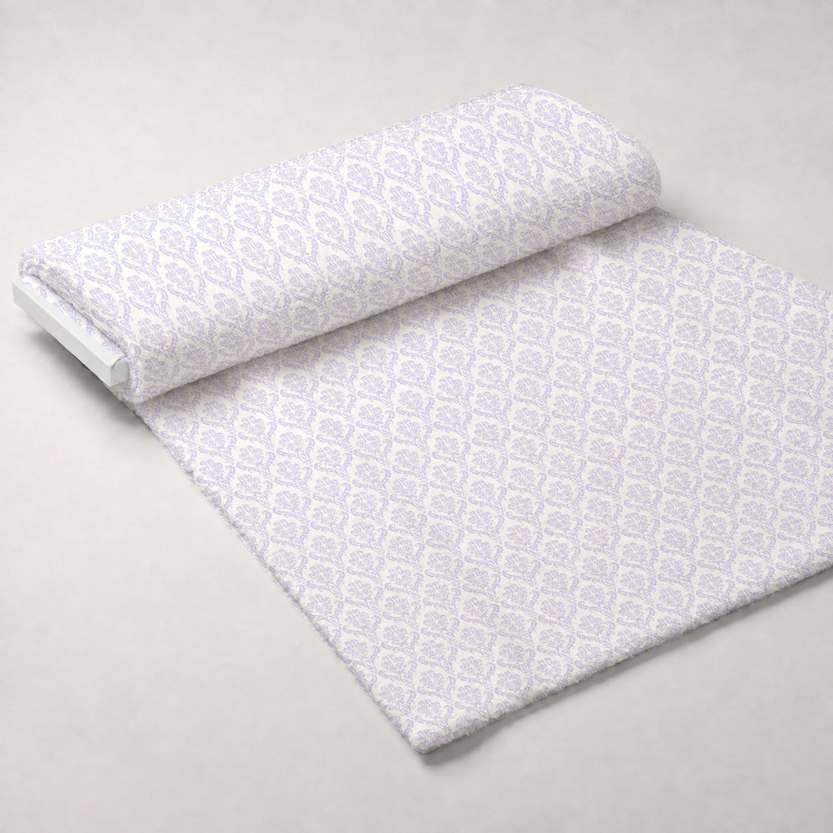 Simple Damask Purple Fleece Fabric — fleece fabric unrolled bolt preview (mv-fleece-v1:bolt)