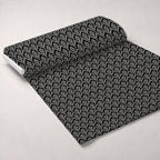Simple Damask White on Black Fleece Fabric — fleece fabric unrolled bolt preview (mv-fleece-v1:bolt)