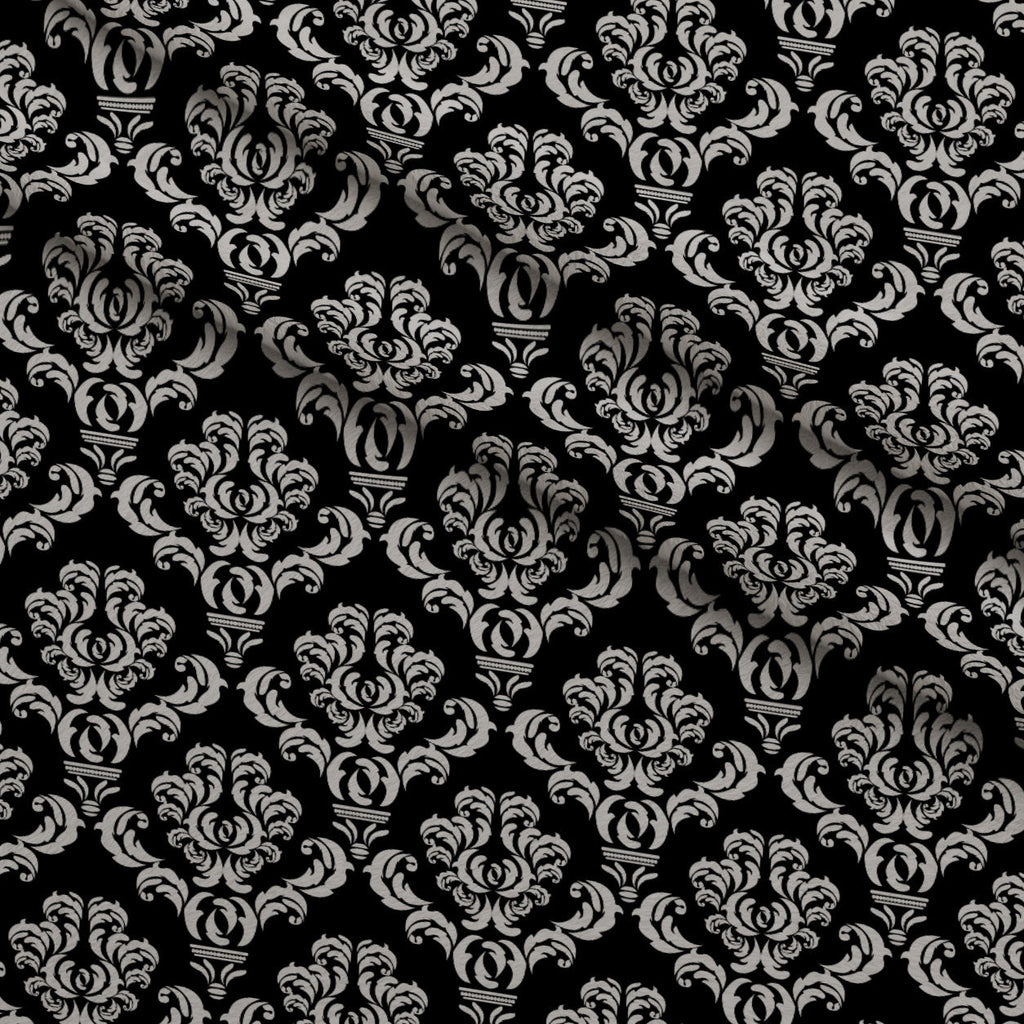 Simple Damask White on Black Fleece Fabric — fleece fabric folded close-up preview (mv-fleece-v1:lying)
