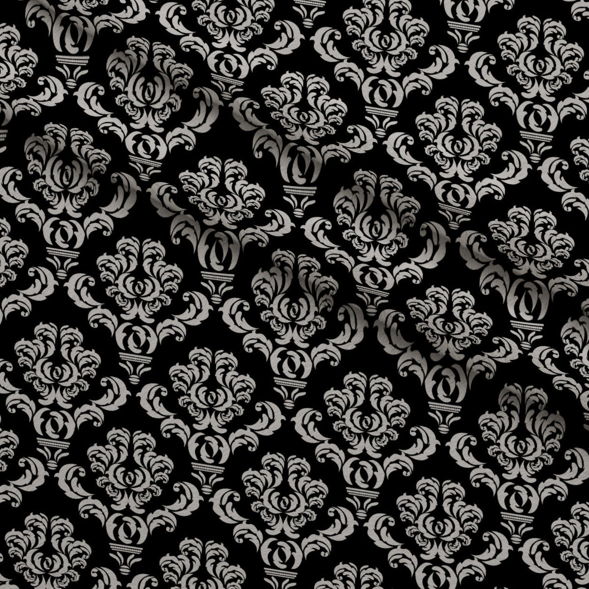 Simple Damask White on Black Fleece Fabric — fleece fabric folded close-up preview (mv-fleece-v1:lying)