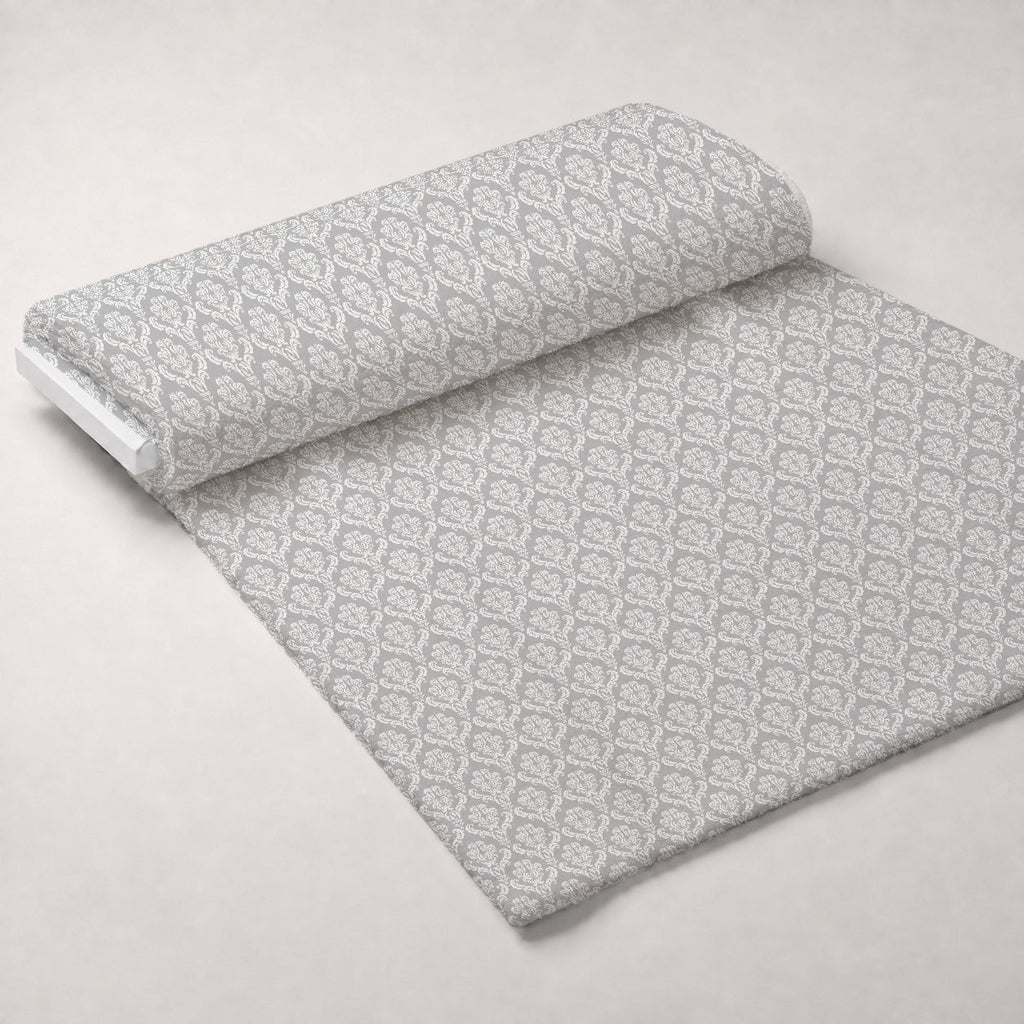 Simple Damask White on Gray Fleece Fabric — fleece fabric unrolled bolt preview (mv-fleece-v1:bolt)