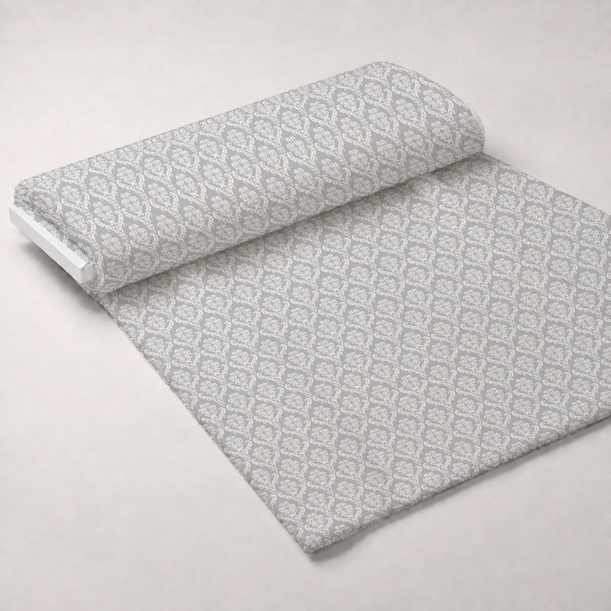 Simple Damask White on Gray Fleece Fabric — fleece fabric unrolled bolt preview (mv-fleece-v1:bolt)