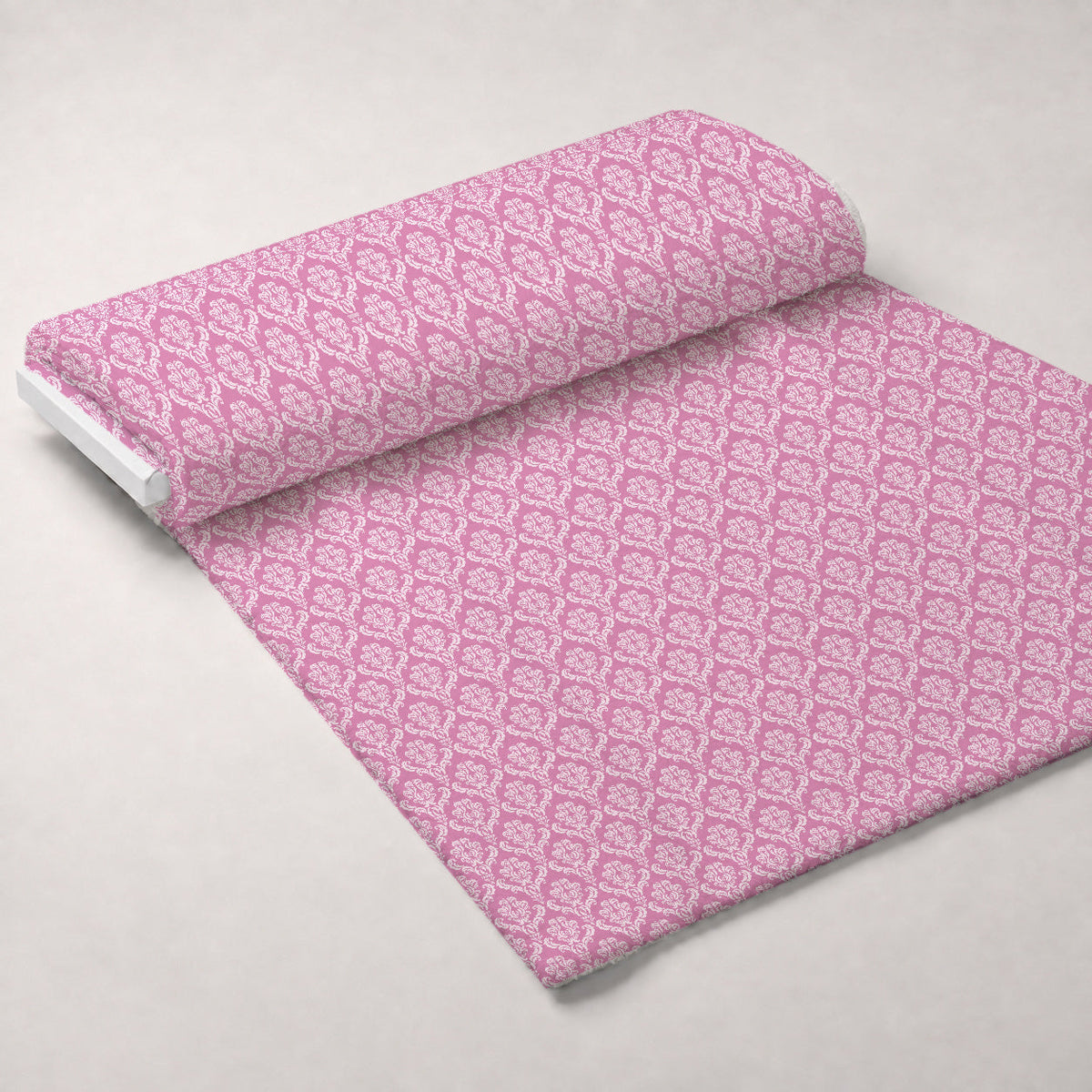 Simple Damask White on Pink Fleece Fabric — fleece fabric unrolled bolt preview (mv-fleece-v1:bolt)