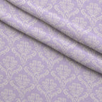 Simple Damask White on Purple Fleece Fabric — fleece fabric folded close-up preview (mv-fleece-v1:lying)
