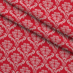 Simple Damask White on Red Fleece Fabric — fleece fabric folded close-up preview (mv-fleece-v1:lying)