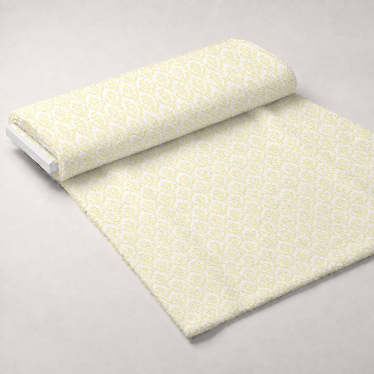 Simple Damask Yellow Fleece Fabric — fleece fabric unrolled bolt preview (mv-fleece-v1:bolt)