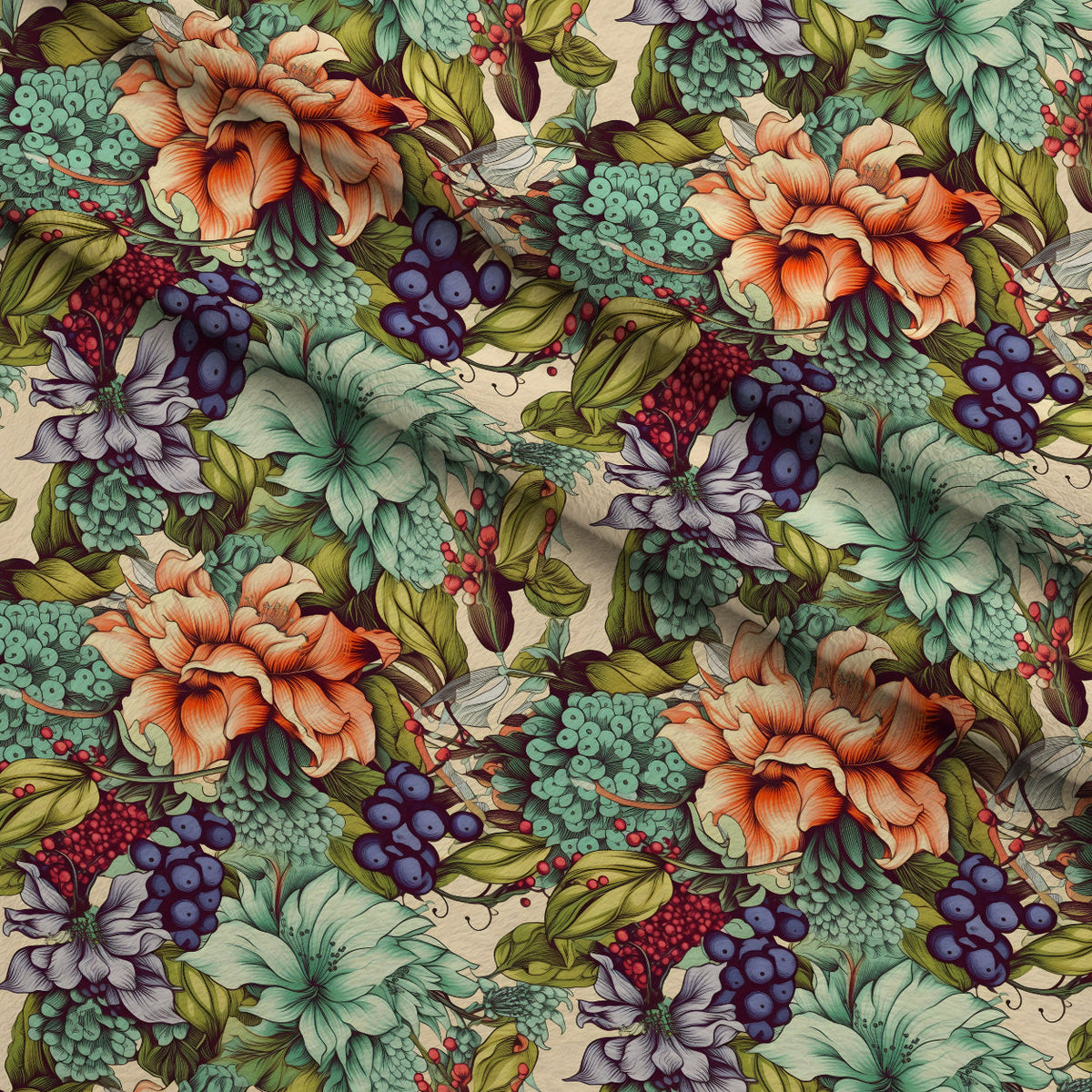 Sketchbook Garden Pattern 10 Fleece Fabric — fleece fabric folded close-up preview (mv-fleece-v1:lying)