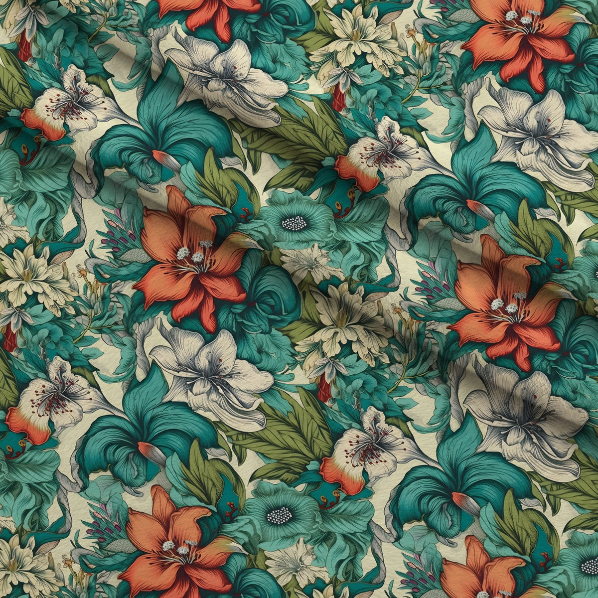 Sketchbook Garden Pattern 15 Fleece Fabric — fleece fabric folded close-up preview (mv-fleece-v1:lying)