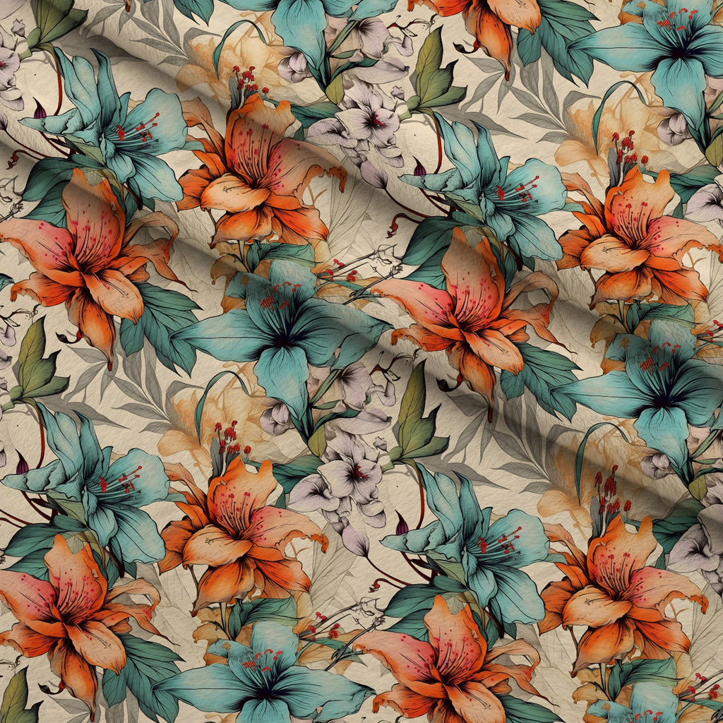 Sketchbook Garden Pattern 17 Fleece Fabric — fleece fabric folded close-up preview (mv-fleece-v1:lying)