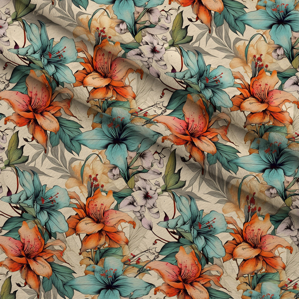 Sketchbook Garden Pattern 17 Fleece Fabric — fleece fabric folded close-up preview (mv-fleece-v1:lying)