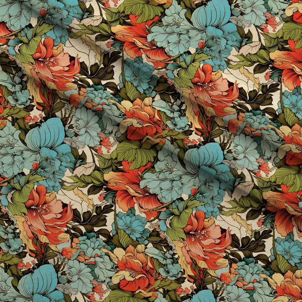 Sketchbook Garden Pattern 19 Fleece Fabric — fleece fabric folded close-up preview (mv-fleece-v1:lying)