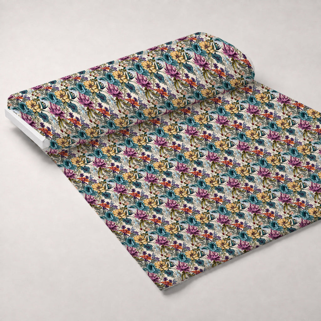 Sketchbook Garden Pattern 2 Fleece Fabric — fleece fabric unrolled bolt preview (mv-fleece-v1:bolt)