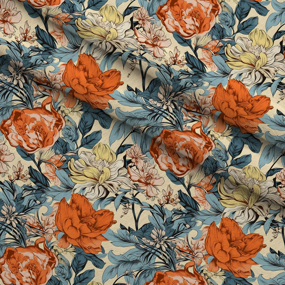 Sketchbook Garden Pattern 3 Fleece Fabric — fleece fabric folded close-up preview (mv-fleece-v1:lying)