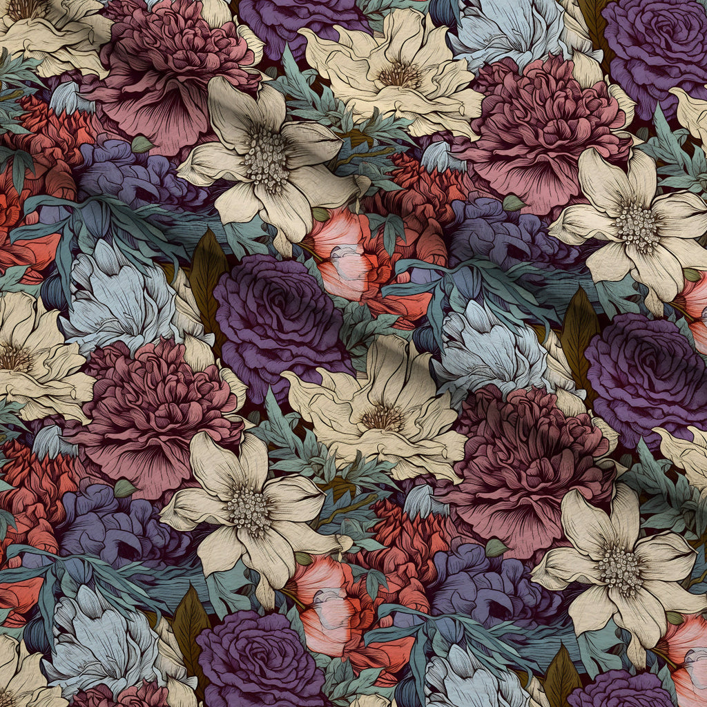 Sketchbook Garden Pattern 4 Fleece Fabric — fleece fabric folded close-up preview (mv-fleece-v1:lying)