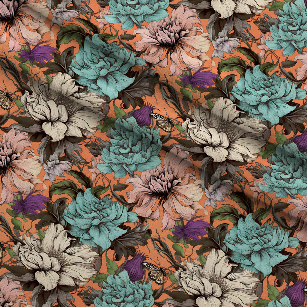 Sketchbook Garden Pattern 5 Fleece Fabric — fleece fabric folded close-up preview (mv-fleece-v1:lying)