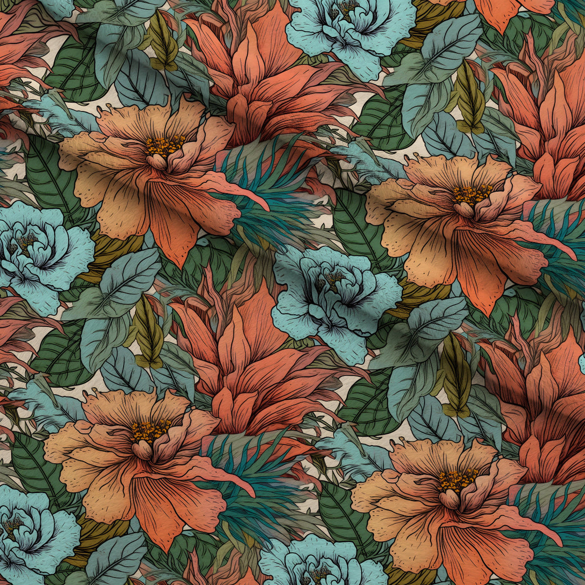 Sketchbook Garden Pattern 7 Fleece Fabric — fleece fabric folded close-up preview (mv-fleece-v1:lying)