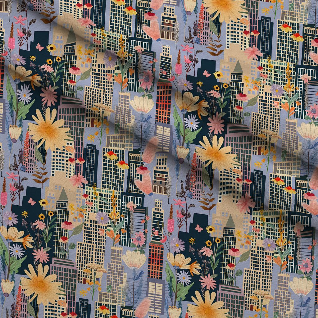 Skyline Blooms Pattern 10 Fleece Fabric — fleece fabric folded close-up preview (mv-fleece-v1:lying)