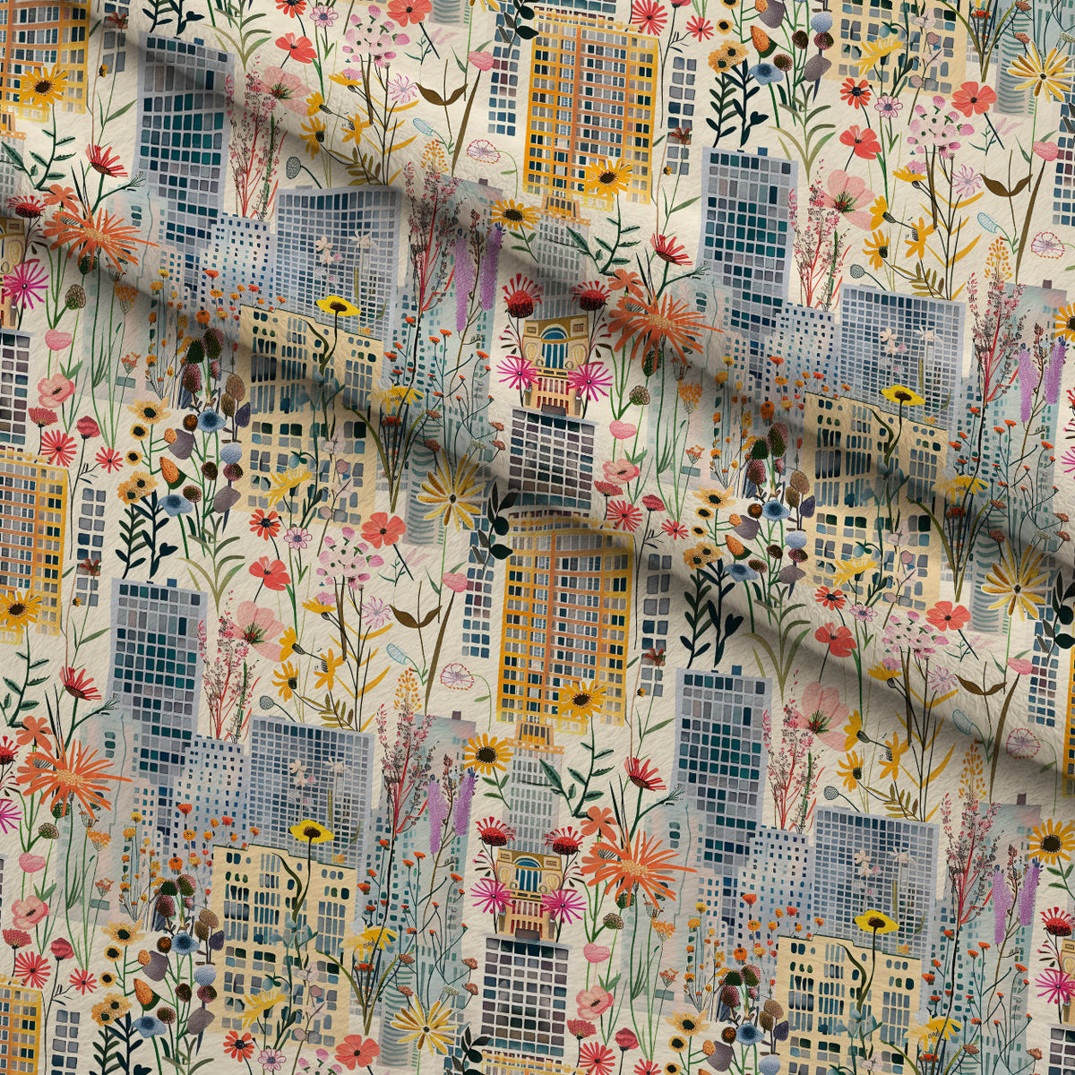 Skyline Blooms Pattern 12 Fleece Fabric — fleece fabric folded close-up preview (mv-fleece-v1:lying)