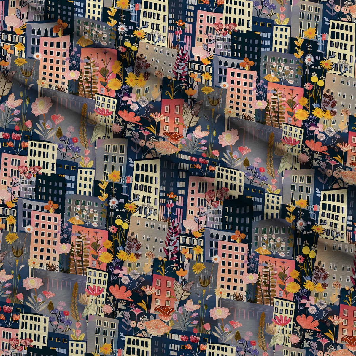 Skyline Blooms Pattern 4 Fleece Fabric — fleece fabric folded close-up preview (mv-fleece-v1:lying)