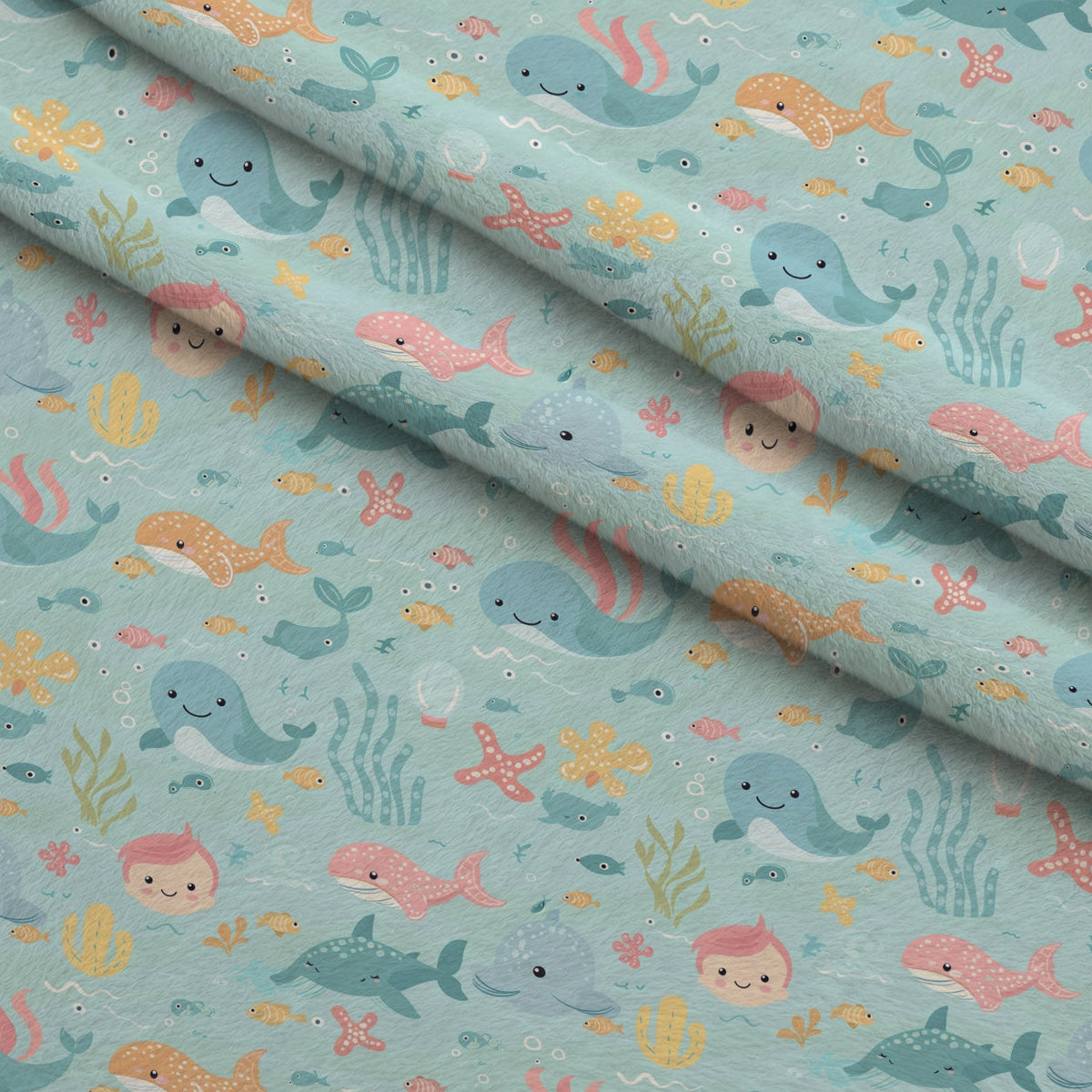 Sleepy Skies Pattern 18 Fleece Fabric — fleece fabric folded close-up preview (mv-fleece-v1:lying)
