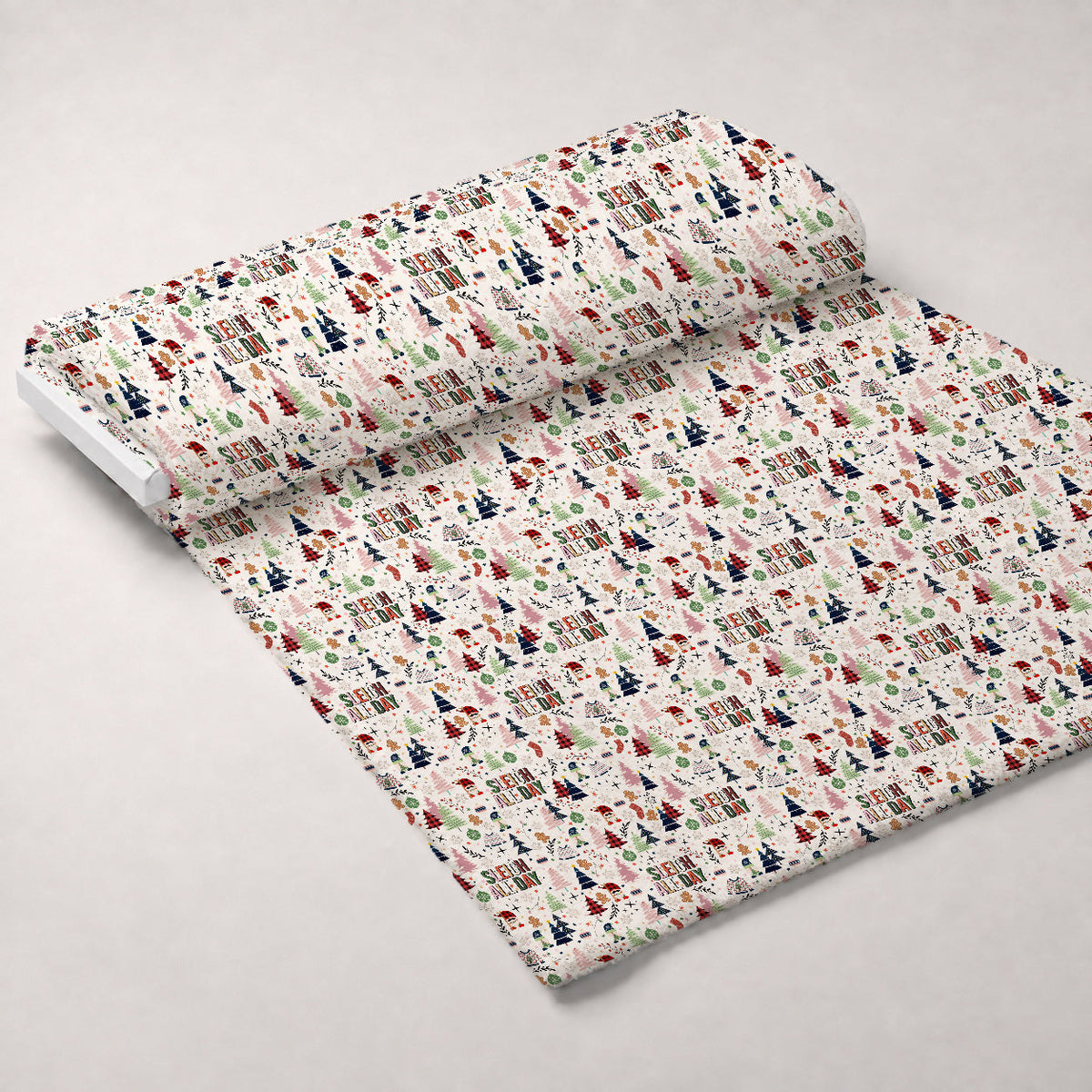 Sleigh All Day Cream Fleece Fabric — fleece fabric unrolled bolt preview (mv-fleece-v1:bolt)
