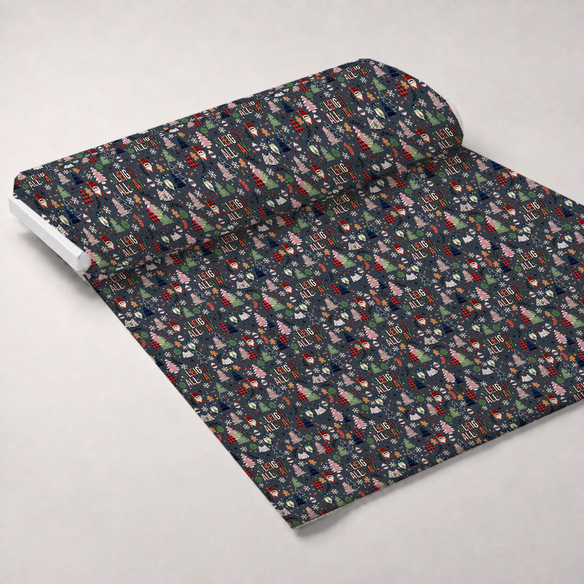 Sleigh All Day Grey Fleece Fabric — fleece fabric unrolled bolt preview (mv-fleece-v1:bolt)