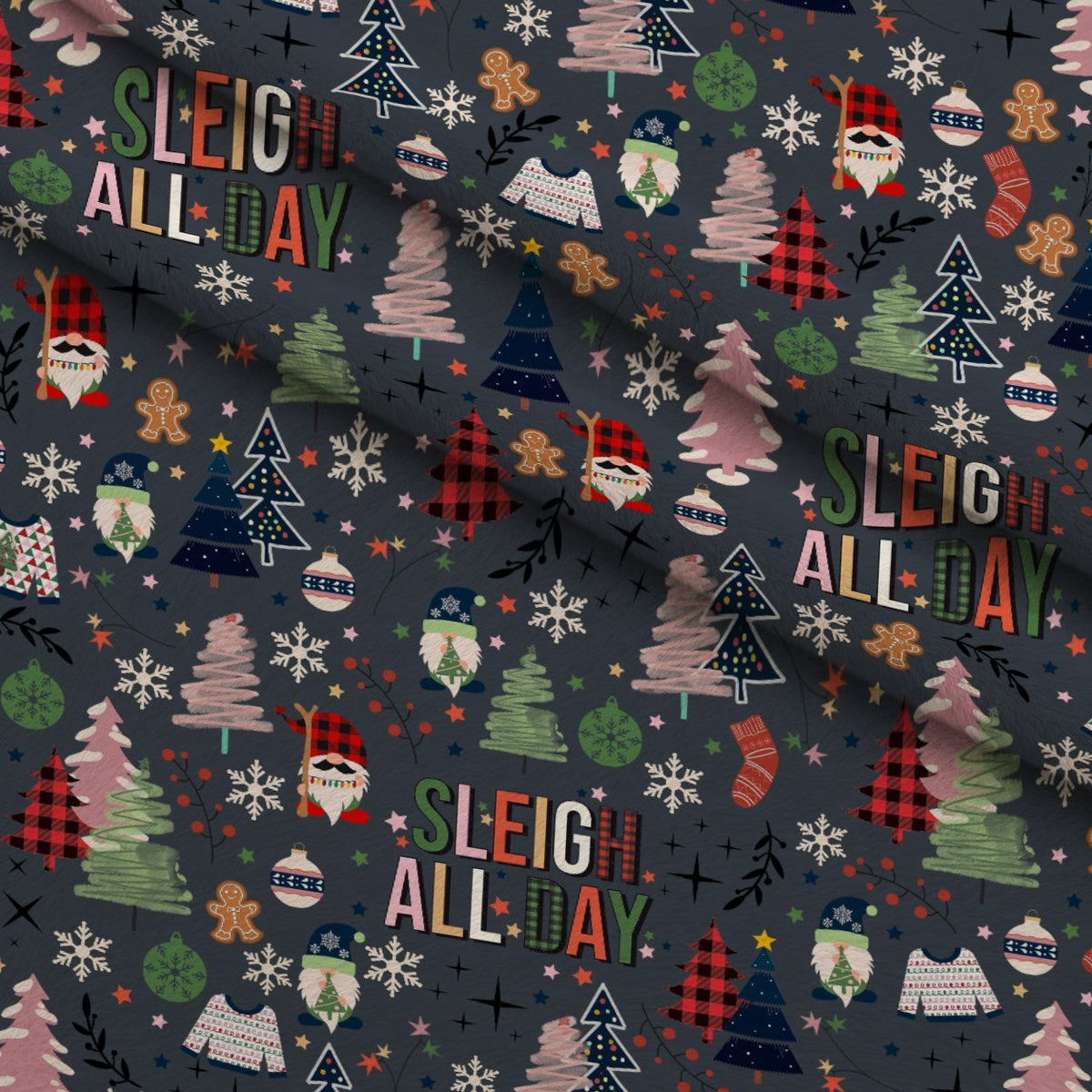 Sleigh All Day Grey Fleece Fabric — fleece fabric folded close-up preview (mv-fleece-v1:lying)